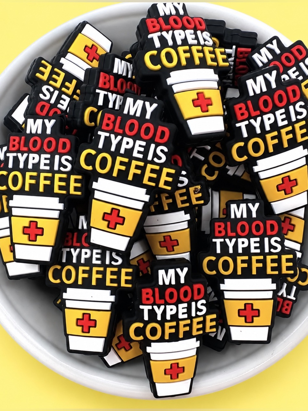 My Blood Type Is Coffee Silicone Focal Beads